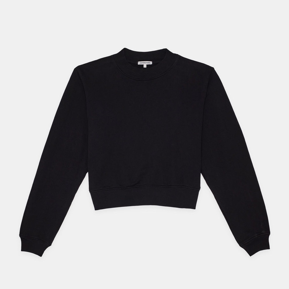 Cotton Citizen Milan Cropped Crew Sweatshirt - Women’s Size S - Jet Black